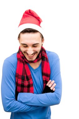 yakışıklı adam Noel şapka