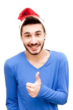 yakışıklı adam Noel şapka