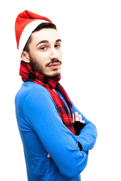 Handsome man in christmas hat — Stock Photo, Image