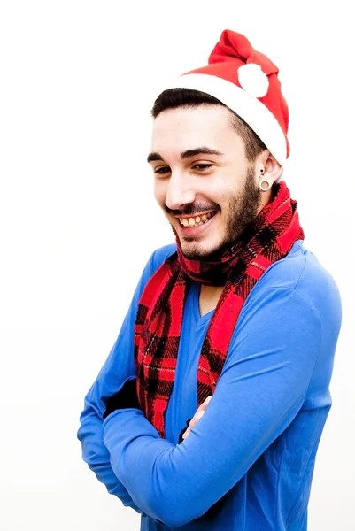Pohledný muž v klobouku vánoční — Stock fotografie