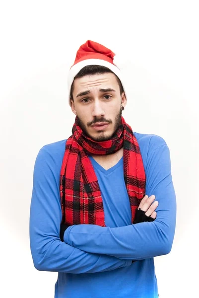 Charmant homme en chapeau de Noël — Photo