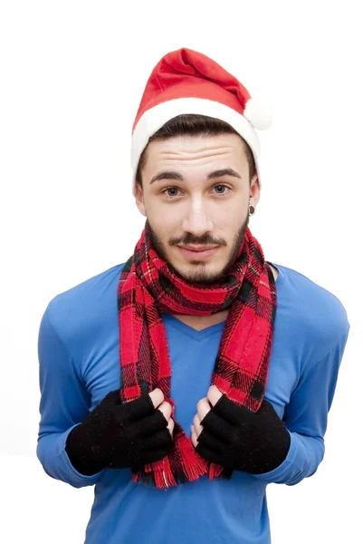 Handsome man in christmas hat — Stock Photo, Image