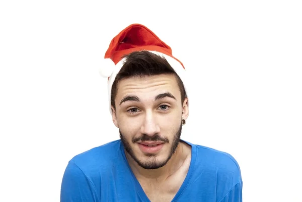 Handsome man in christmas hat — Stock Photo, Image