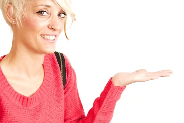 Beautiful woman with short white hair — Stock Photo, Image