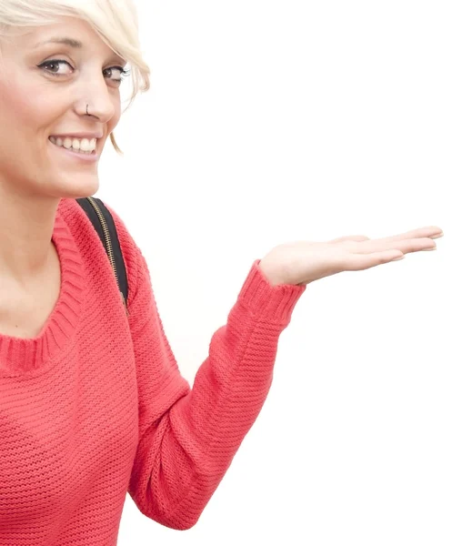 Mooie vrouw met korte witte haren — Stockfoto