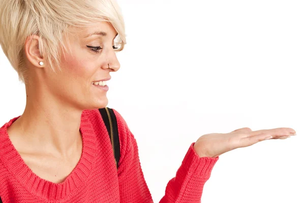 Beautiful woman with short white hair — Stock Photo, Image