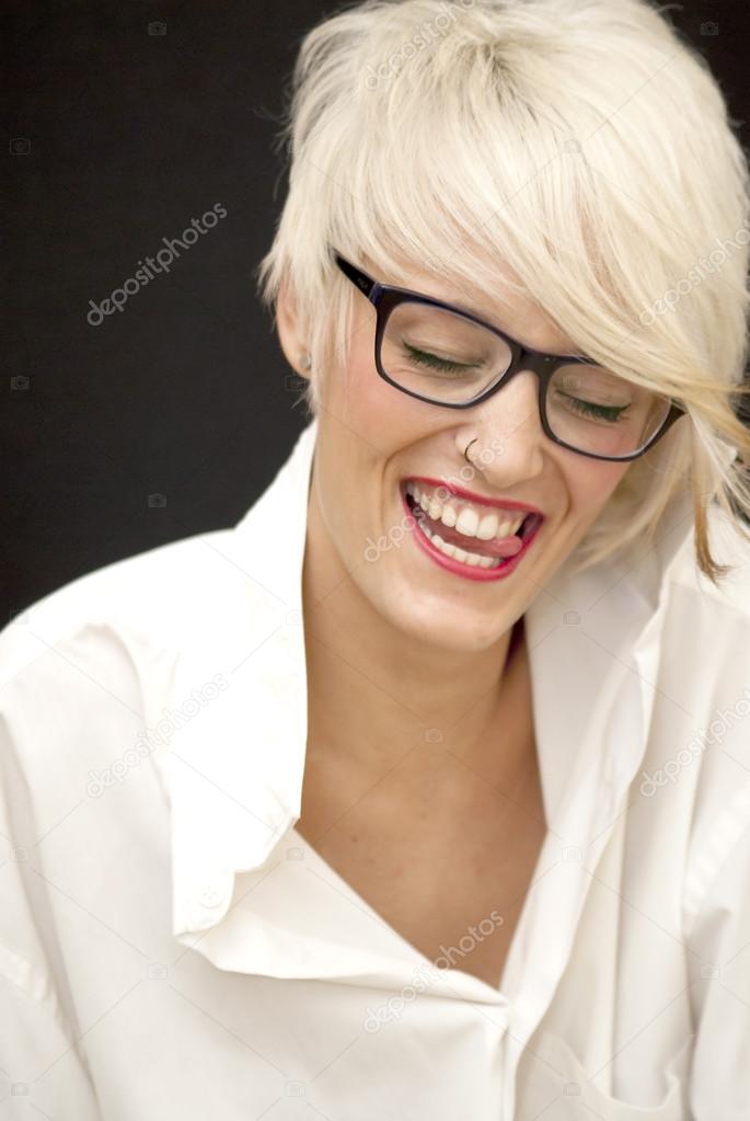 Beautiful Woman With Short White Hair Stock Photo C Januaryxii