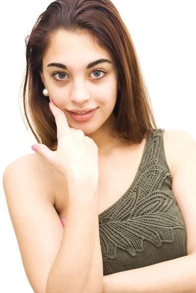 Hermosa chica con ojos azules — Foto de Stock