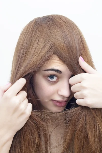 Hermosa chica con ojos azules — Foto de Stock