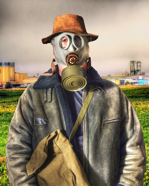 Man with a gas mask