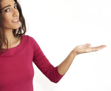 güzel bir kadın açık eliyle