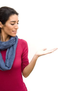 güzel bir kadın açık eliyle