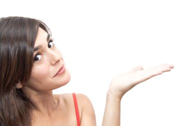 güzel bir kadın açık eliyle