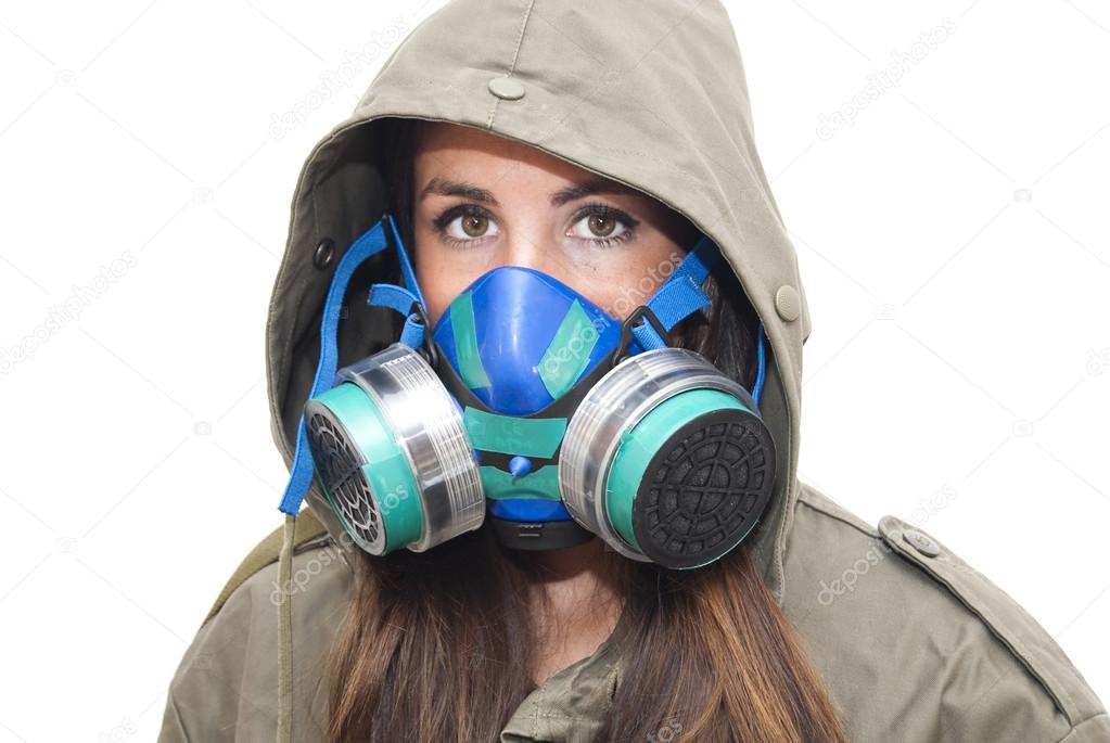 Beautiful  Woman With Mask Gas