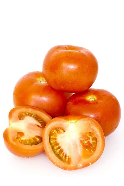 Rajčata izolovaná na bílém — Stock fotografie