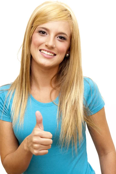 Beautiful  Woman  With The Thumb Upwards — Stock Photo, Image