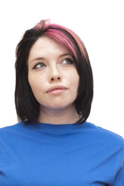 güzel bir kadın ile kırmızı bir tutam