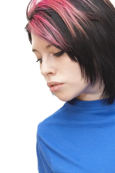 Beautiful  Woman with a red tuft — Stock Photo, Image