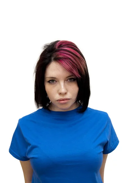 Beautiful  Woman with a red tuft — Stock Photo, Image