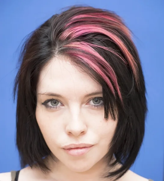Beautiful  Woman with a red tuft — Stock Photo, Image