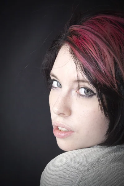 Beautiful  Woman with a red tuft — Stock Photo, Image