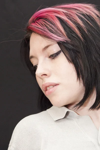 Beautiful  Woman with a red tuft — Stock Photo, Image