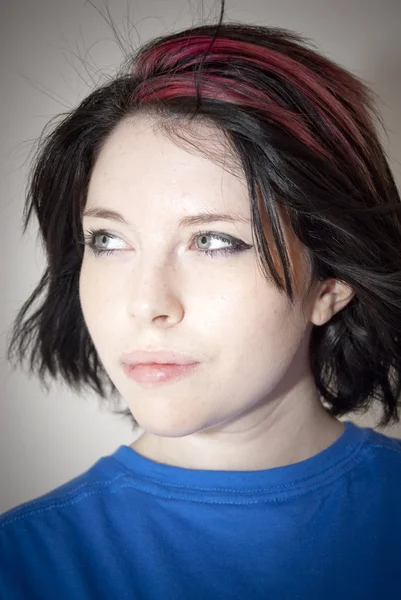 Beautiful  Woman with a red tuft — Stock Photo, Image