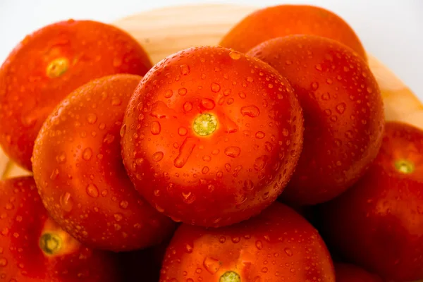 Group Tomatoes Isolated Wood Background — ストック写真