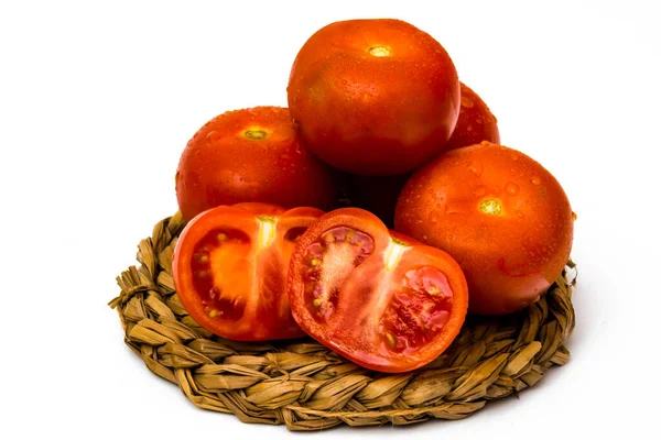 Group Tomatoes Isolated White Background — Stock Photo, Image