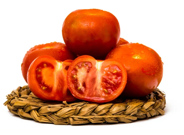Gruppe Von Tomaten Isoliert Auf Weißem Hintergrund — Stockfoto