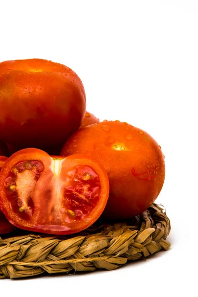 Group Tomatoes Isolated White Background — Stock Photo, Image