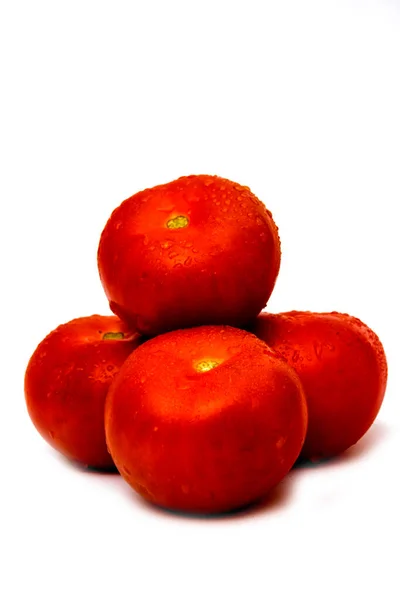 Grupo Tomates Isolados Sobre Fundo Branco — Fotografia de Stock