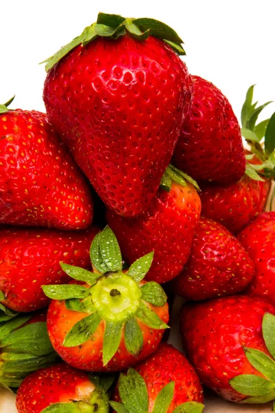 Group Fresh Strawberries White Background — Stock Photo, Image