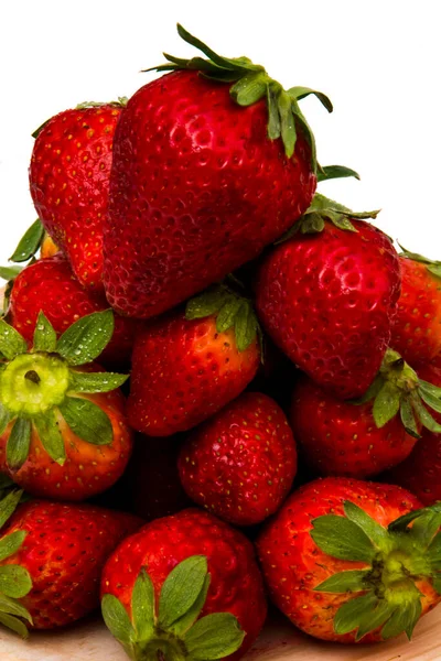Group Fresh Strawberries White Background — Stock Photo, Image