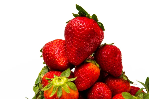 Group Fresh Strawberries White Background — Stock Photo, Image