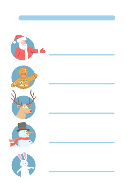Personagens de Natal em Horário Estilizado ou Menu. Horário para feriados de Ano Novo. —  Vetores de Stock