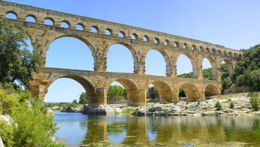 Roman aqueduct Pont du Gard, Unesco site.Languedoc, France. clipart
