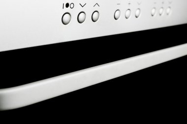 Alüminyum mutfak fırın Düğmeler paneli. güç üzerinde odaklanmak.