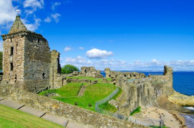 St andrews Kalesi Ortaçağ Simgesel Yapı kalıntıları. Fife, İskoçya.