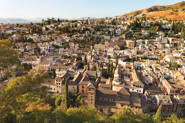 Granada, vista panorâmica aérea do distrito de Albaicin. Andaluzia , — Fotografia de Stock