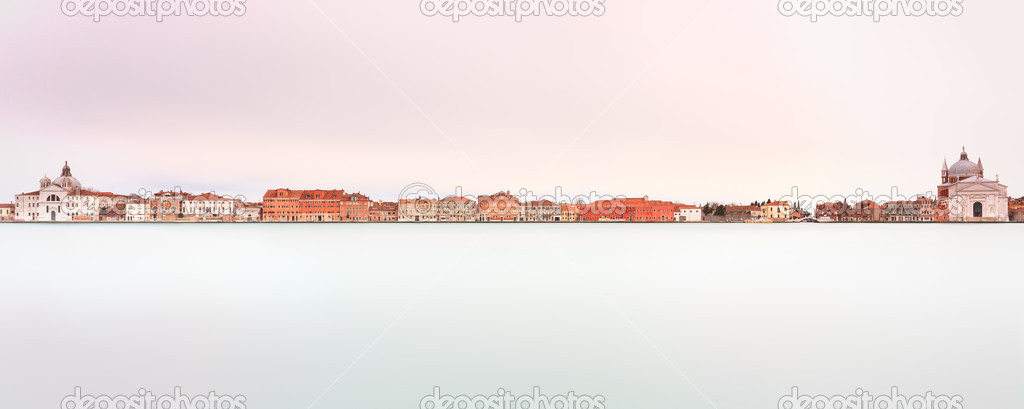 Venice, Giudecca Canal landmark. Panoramic Long exposure photogr