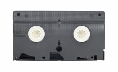 eski vintage vhs video kaset beyaz zemin üzerine arka yüzüne