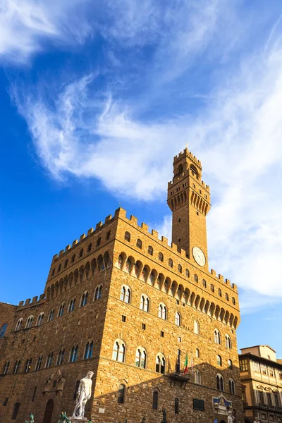 Palazzo Vecchio Signoria marco quadrado em Florença, Itália. Lon... — Fotografia de Stock