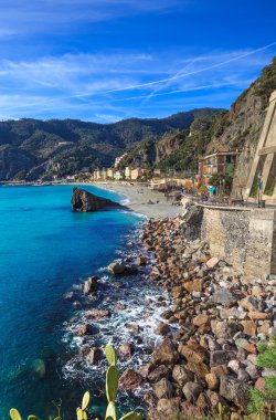 Monterosso plaj ve bay. Cinque terre, İtalya liguria