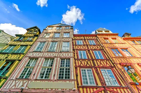 Old wooden facades in Rouen. Normandy, France. — Stock Photo, Image