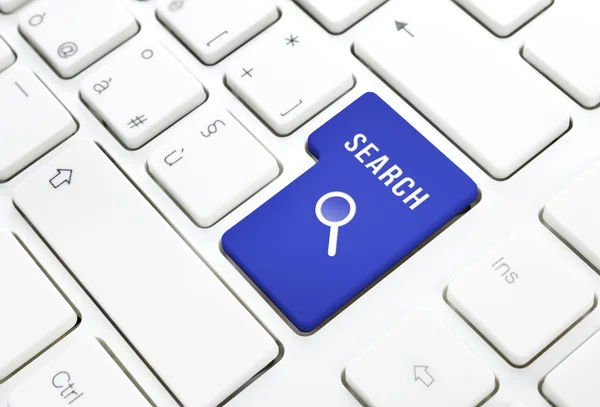 Search business concept, blue enter button or key on white keybo — Stock Photo, Image