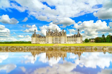 Chateau de chambord, unesco Ortaçağ Kalesi ve yansıma Fransızca. Loire, Fransa