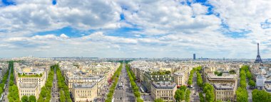 Paris, panoramik hava champs elysees ve bina ulaşırken