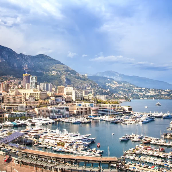 Monaco Montecarlo principality aerial harbor view. Azure coast. France — Stock Photo, Image