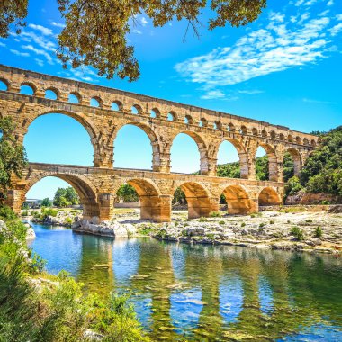 Roman aqueduct Pont du Gard, Unesco site.Languedoc, France. clipart